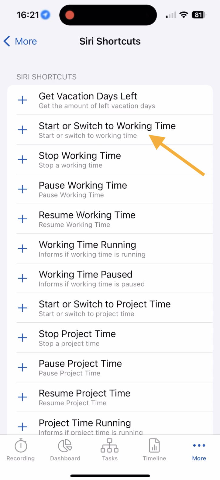 Overview shortcuts Start Working Time.png
